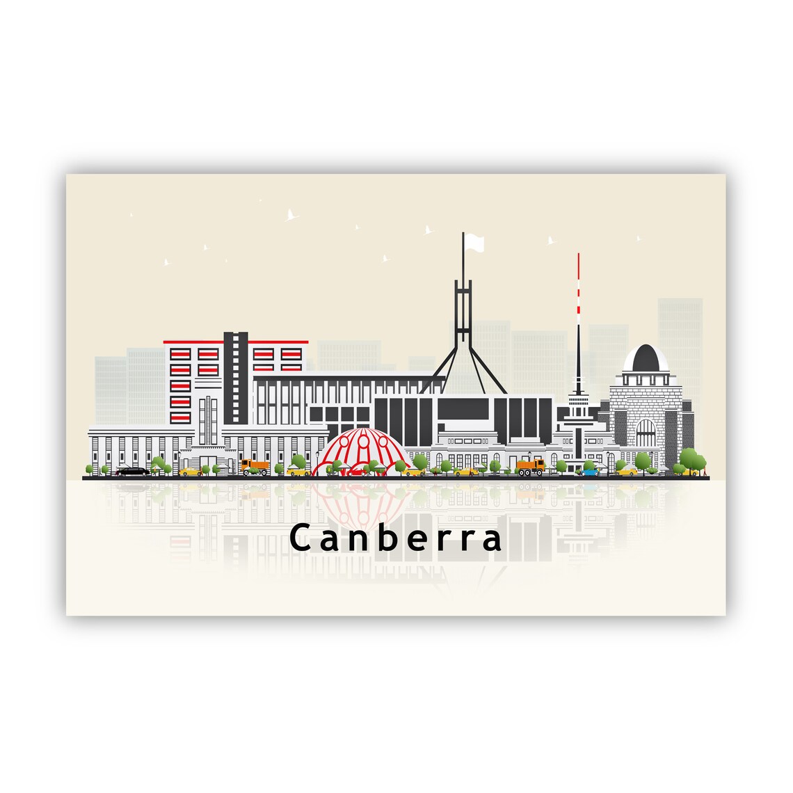 Canberra Australia Parliament House Skyline Illustration Travel Poster - Image 2