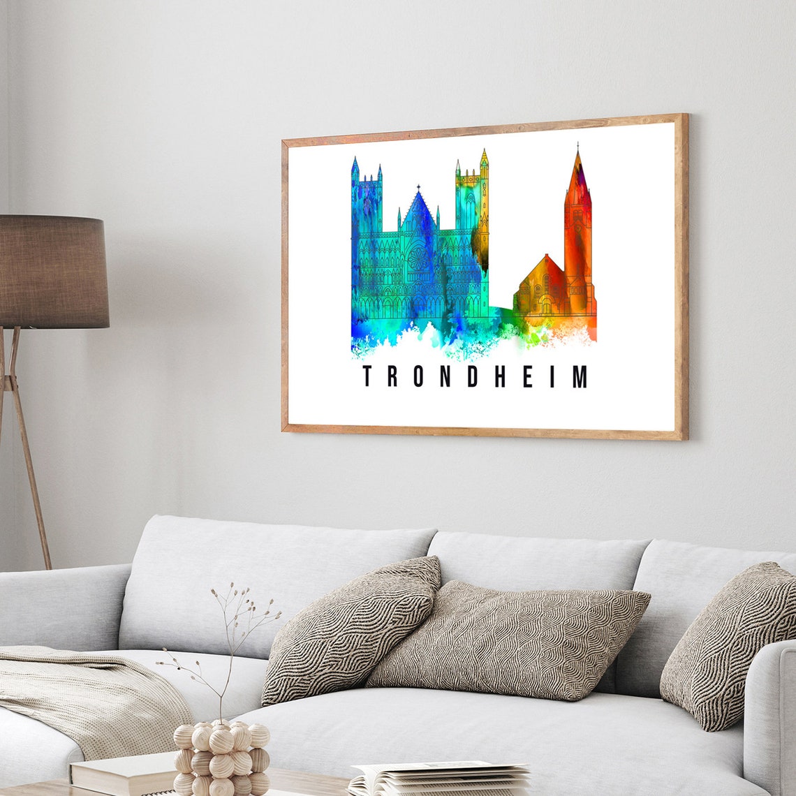 Trondheim Norway Gothic Nidaros Cathedral Towers Watercolor Poster - Image 3