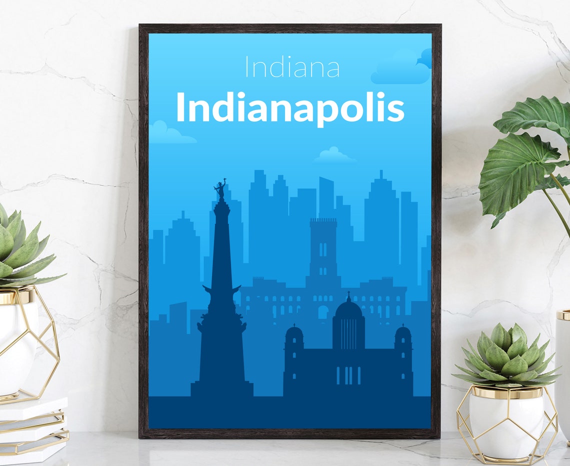 Solid Color Us Cities Poster Indiana Indianapolis Solid Color Modern Poster Print Modern State Poster For Office And Home Decoration