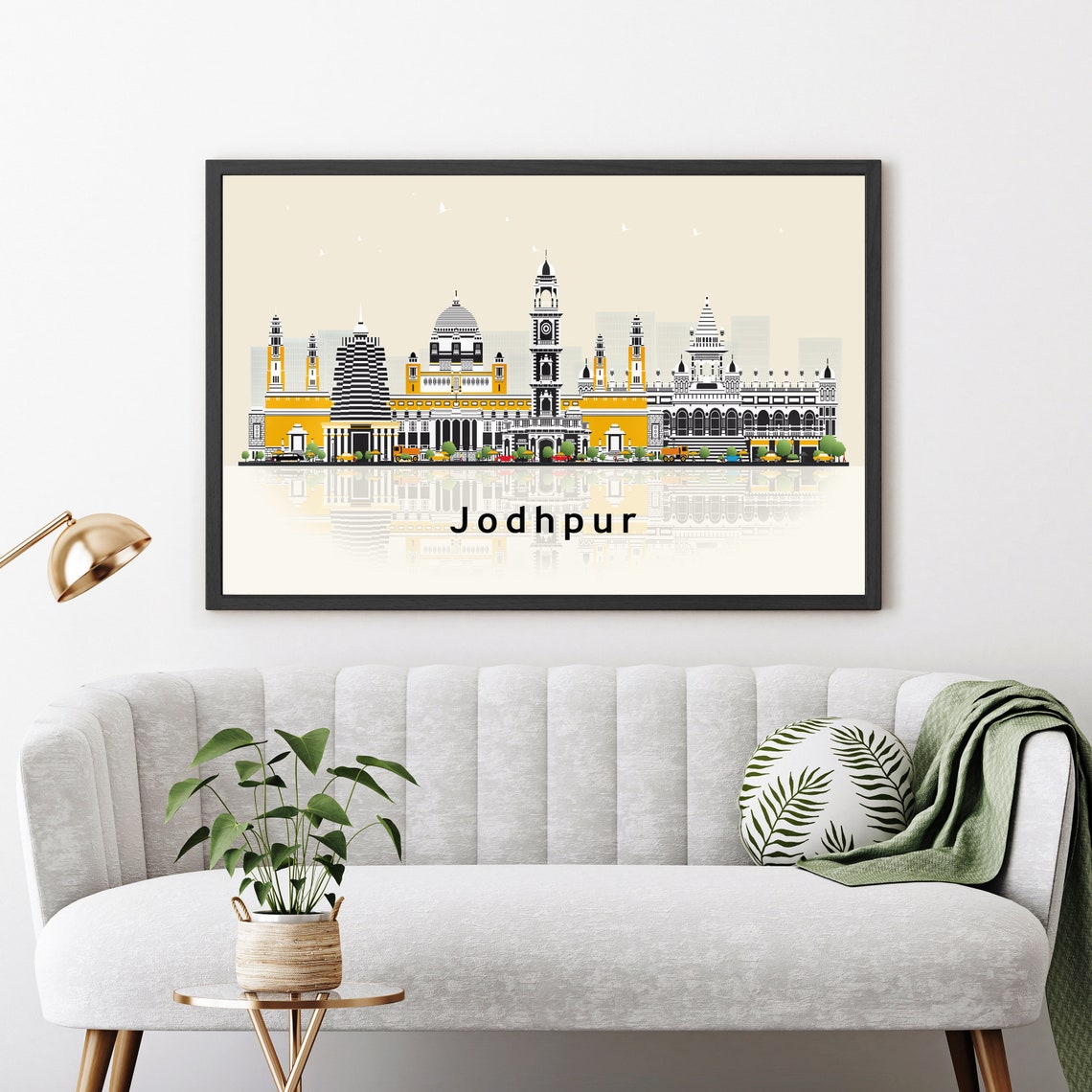 Jodhpur India Blue City Skyline Reflection Modern Travel Poster - Image 3