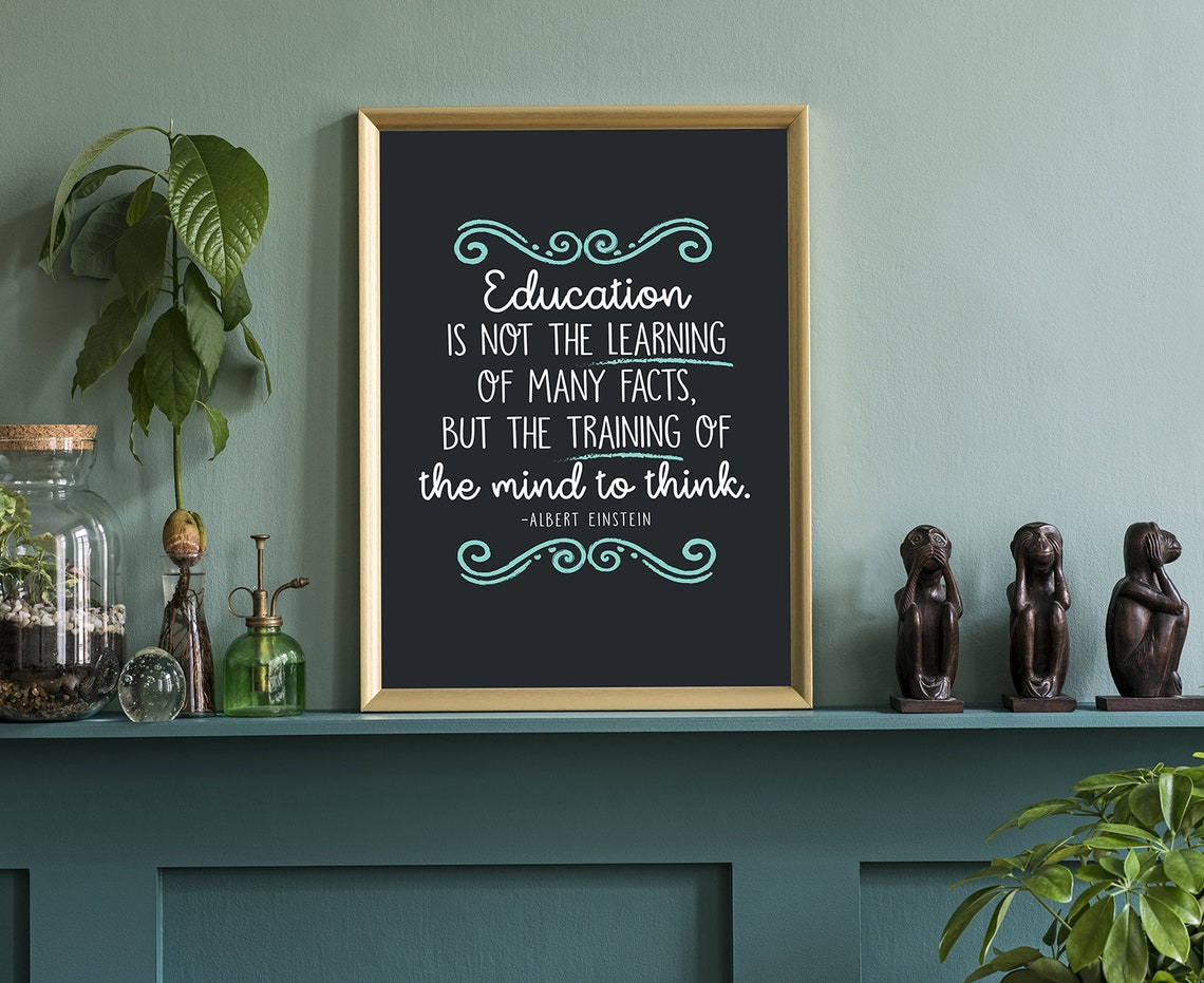 Albert Einstein Education Quote Chalkboard Style Classroom Poster - Image 3