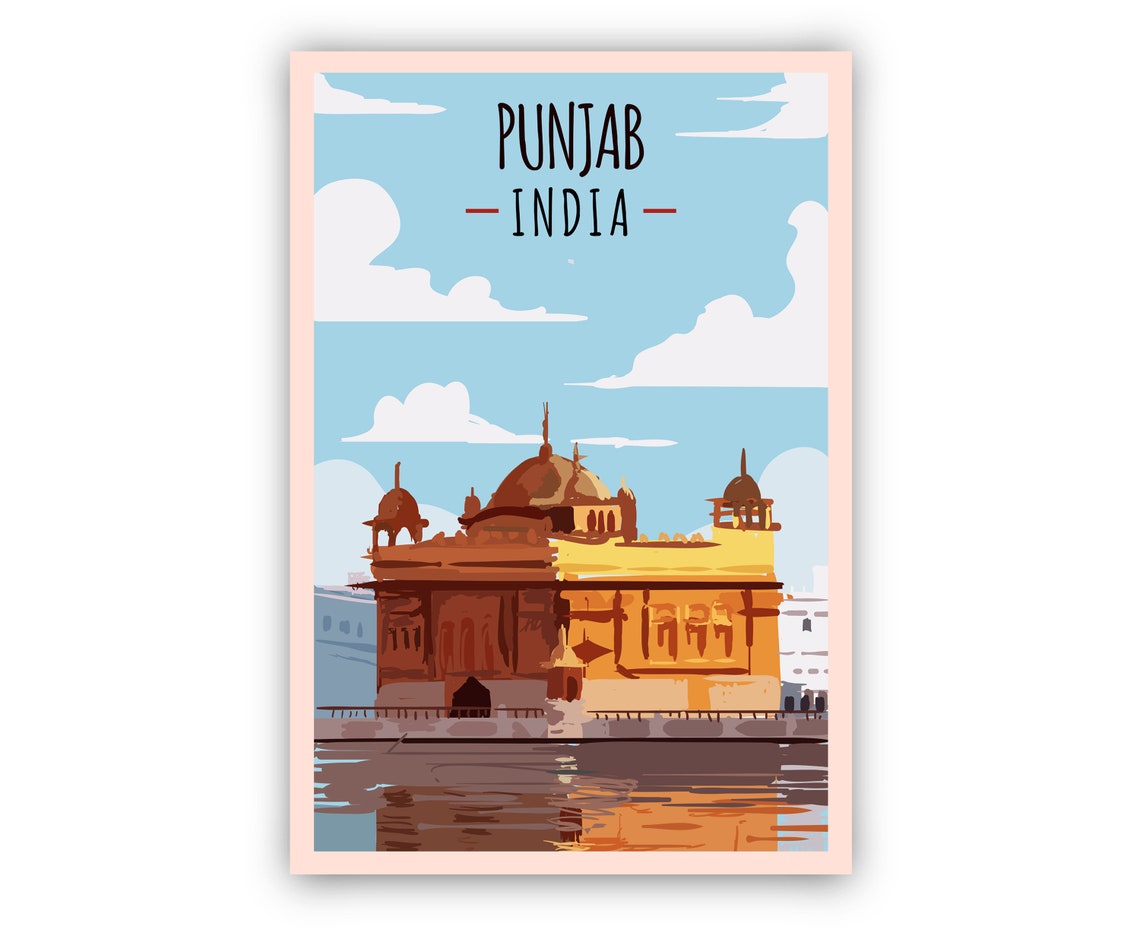 Punjab India Golden Temple Amritsar Flat Illustration Travel Poster - Image 2