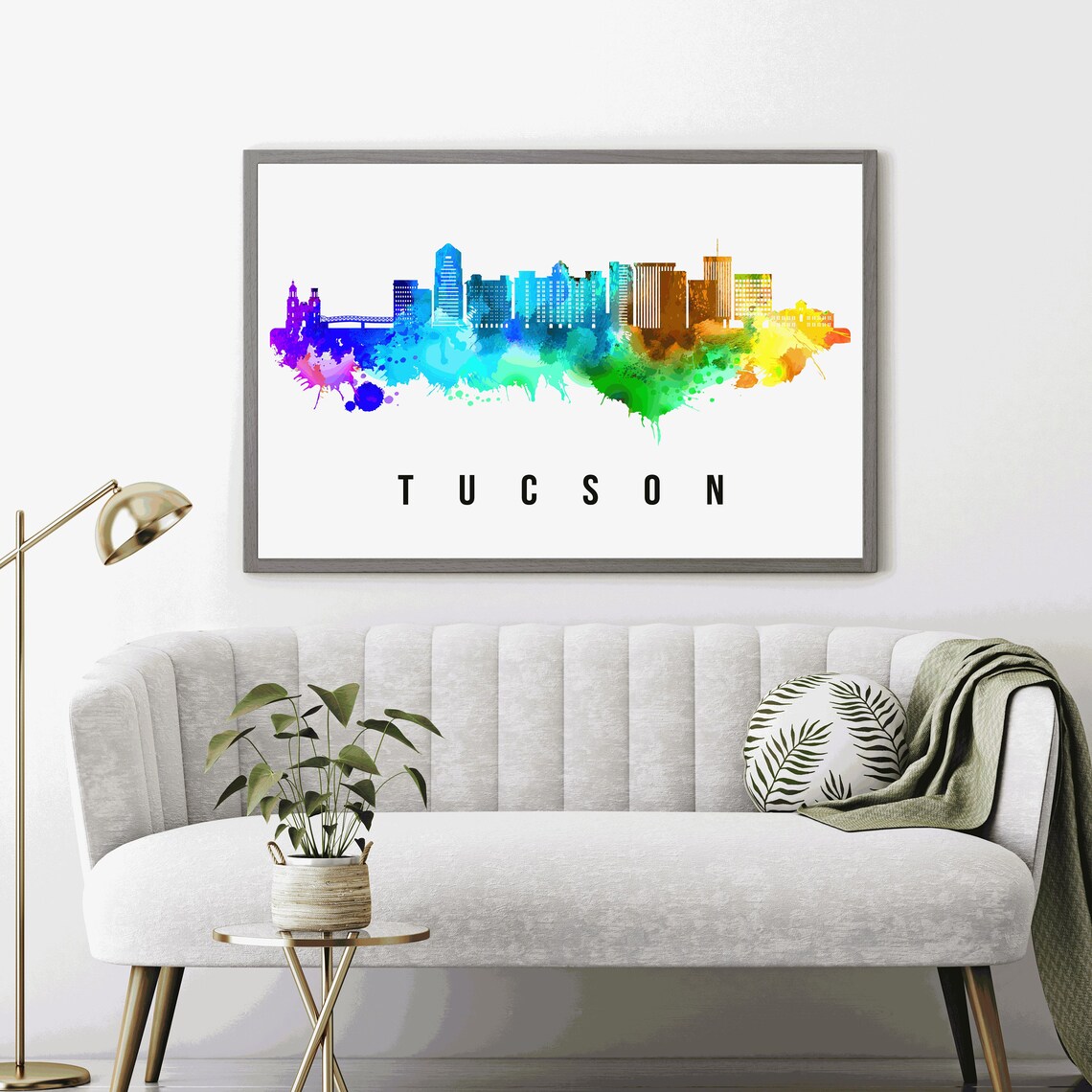 Tucson Skyline Arizona Poster Arizona Cityscape Painting Tucson Arizona Poster Cityscape And Landmark Print Home Wall Art Wall Decor - Image 3