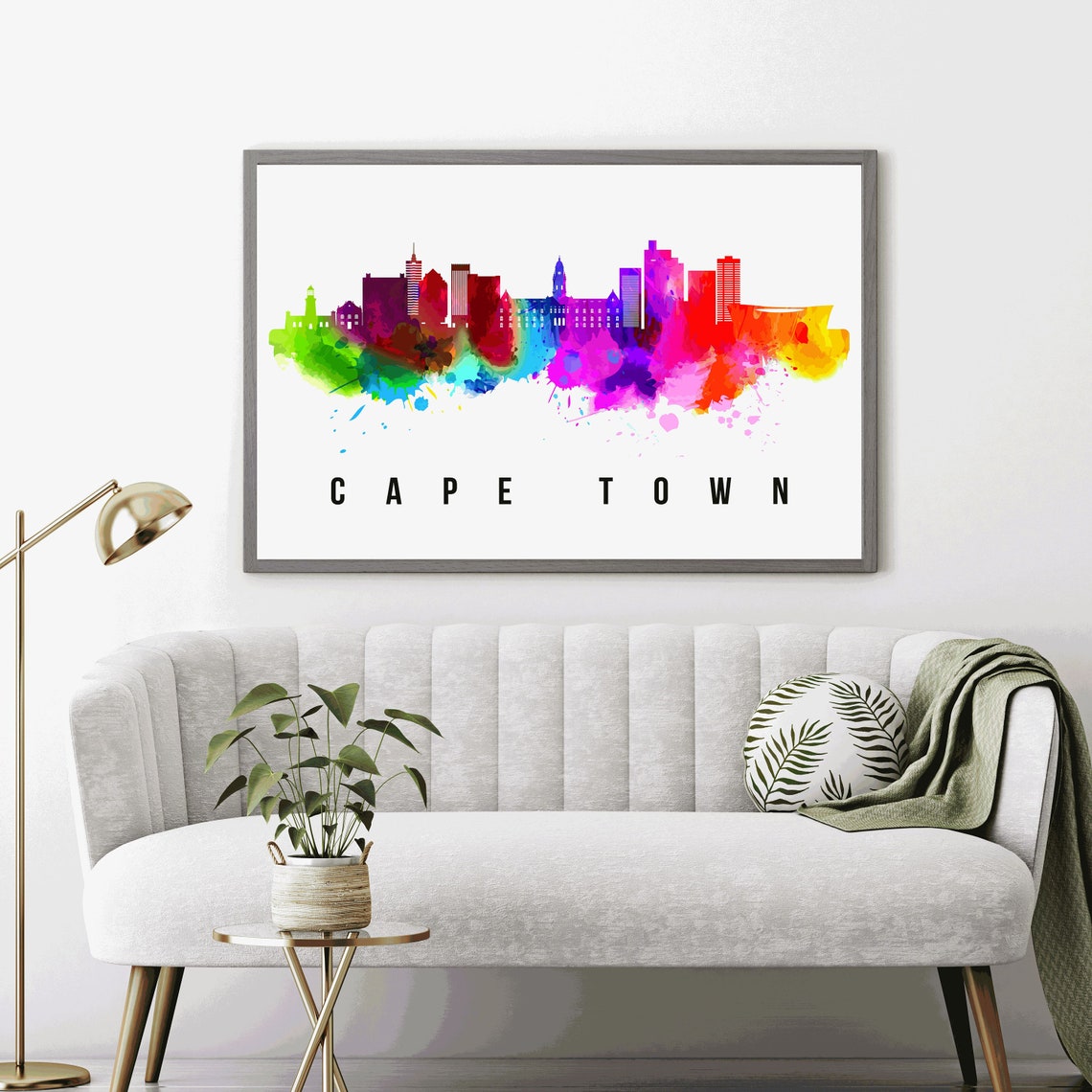 Cape Town South Africa Rainbow Watercolor Skyline Cityscape Poster - Image 2