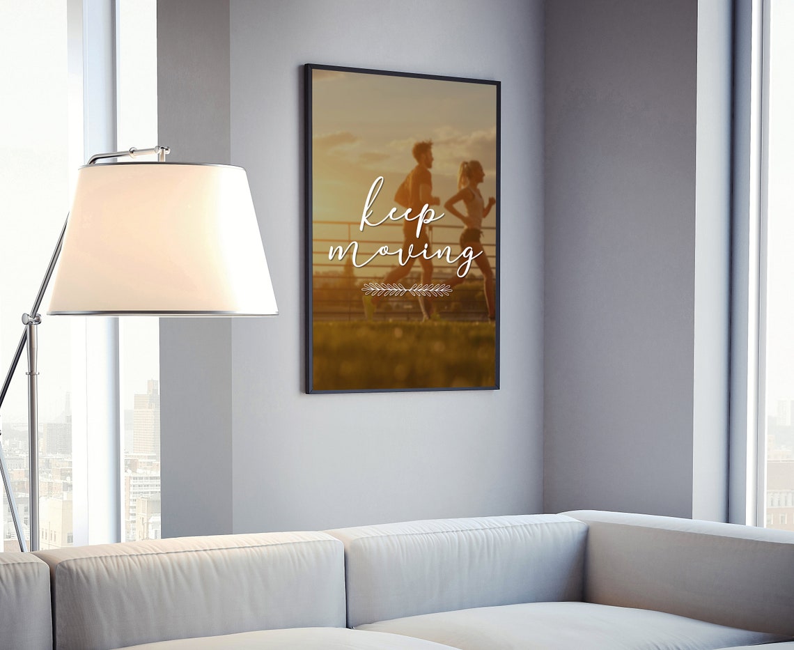 Keep Moving Runners Sunset Motivational Fitness Wall Art Print - Image 4