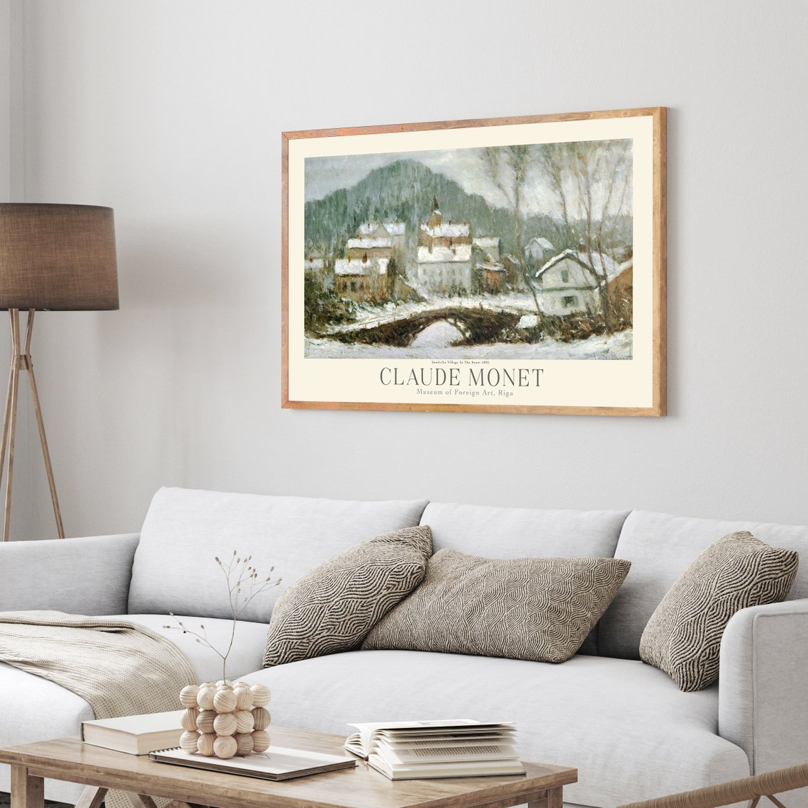 Claude Monet Sandvika Village Snowy Bridge Winter Scene Art Poster - Image 4
