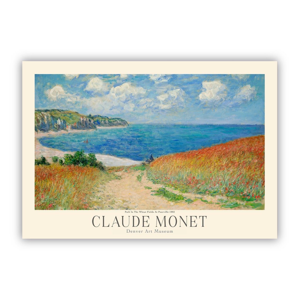 Claude Monet Pourville Wheat Fields Coastal Museum Exhibition Poster - Image 2