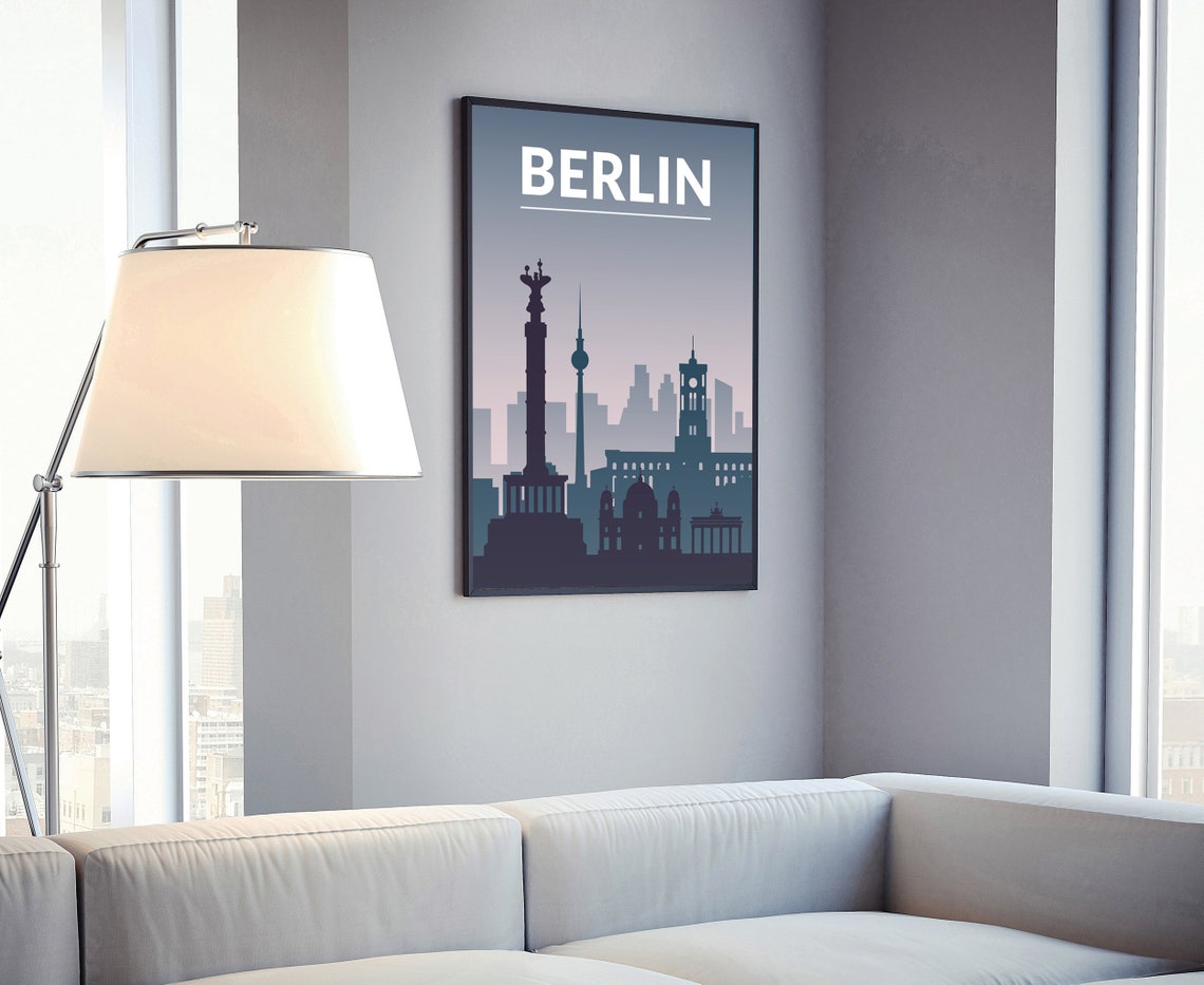 Berlin Germany City Skyline Silhouette Landmarks Poster Wall Art - Image 4