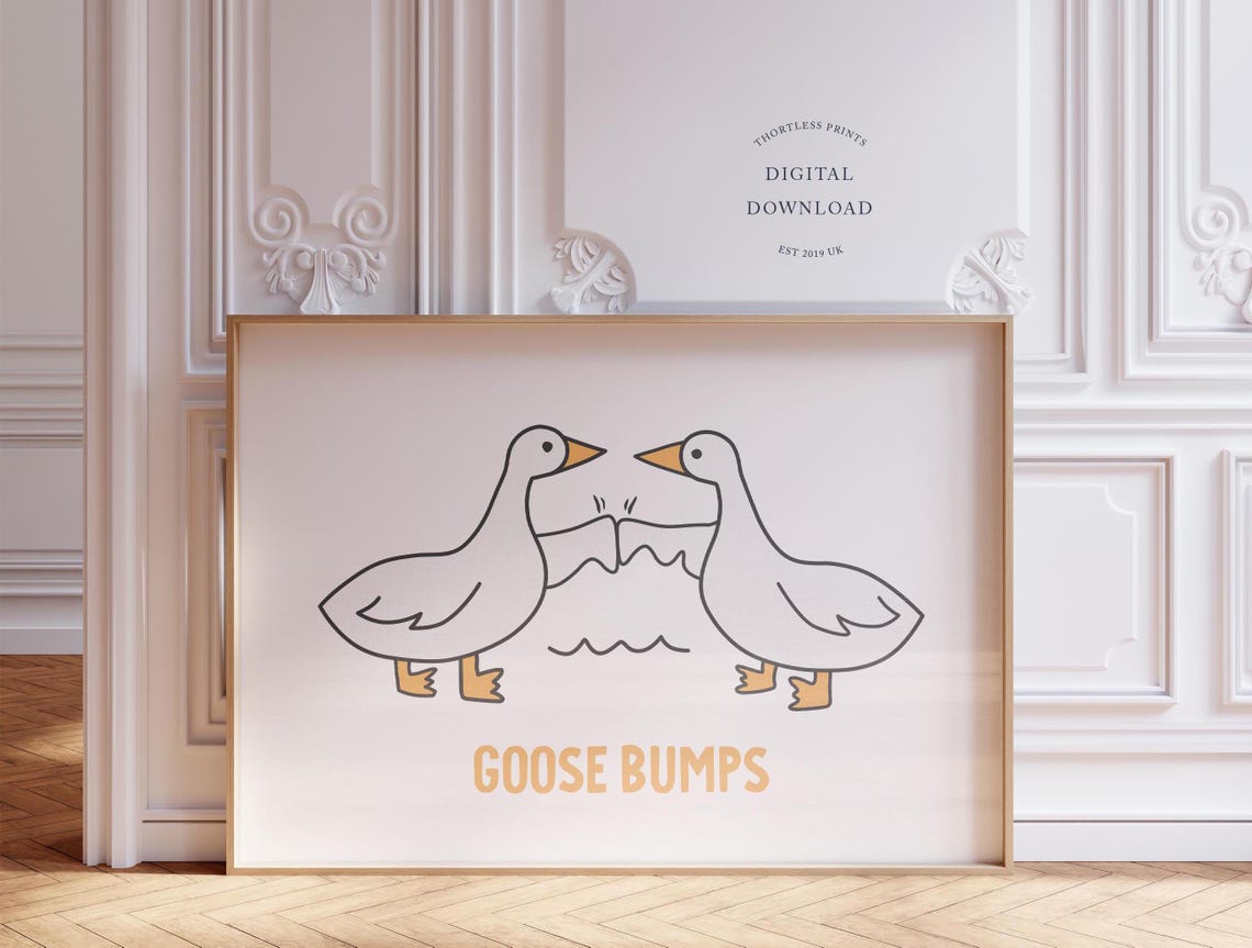 Funny Geese Fist Bump Poster with Goose Bumps Pun for Kids Room