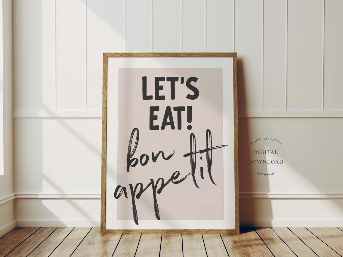 Lets Eat Bon Appetit Art Print, Kitchen Decor