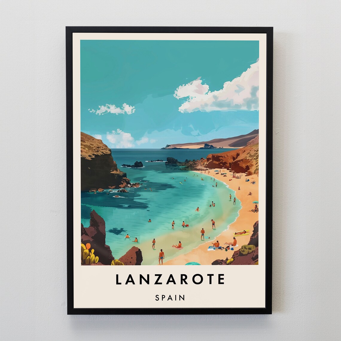 Lanzarote Travel Poster, Spain Place Print