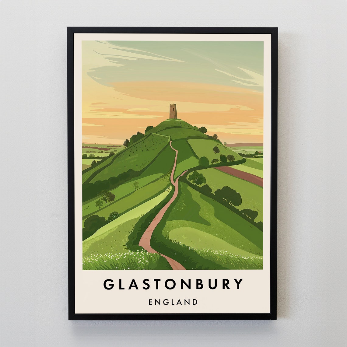 Glastonbury Travel Print Wall Art Glastonbury Glastonbury Print Glastonbury Travel Poster Glastonbury Gift Art Glastonbury Travel Art