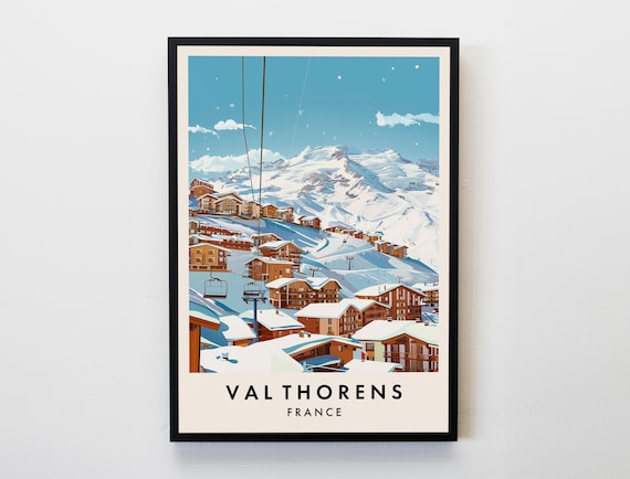 Val Thorens France Ski Resort Chairlifts Snowy Village Poster