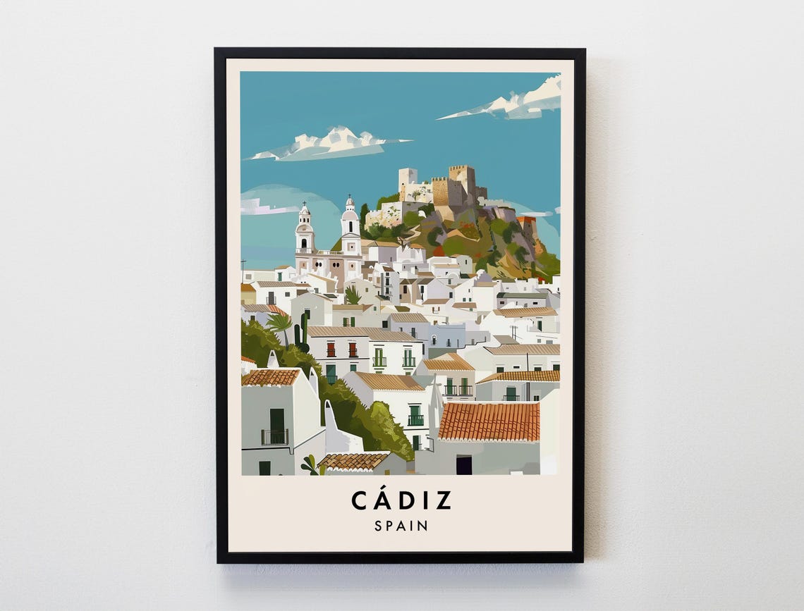 Cadiz Travel Print Wall Art Cadiz Cadiz Poster Spain Travel Print Travel Lovers Home Decor Wall Art City Travel Poster Gift Print