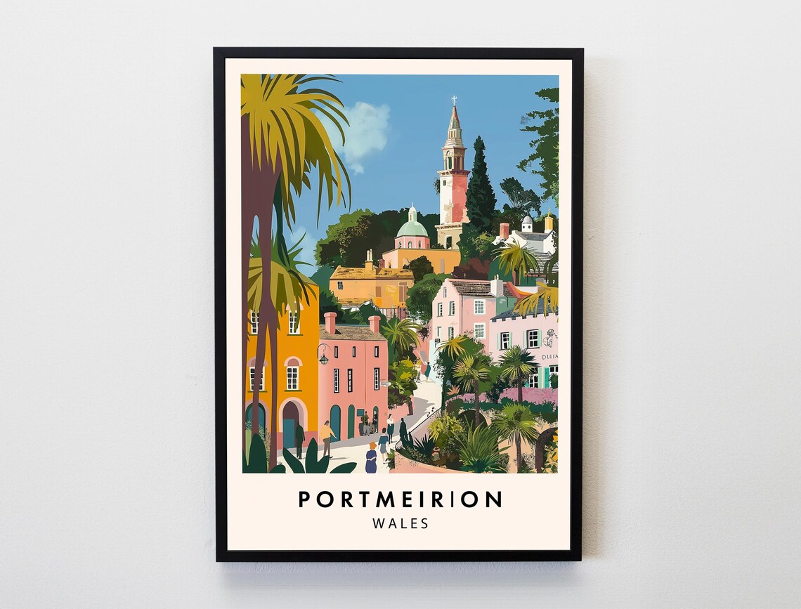 Portmeirion Travel Poster, Wales Lovers Decor