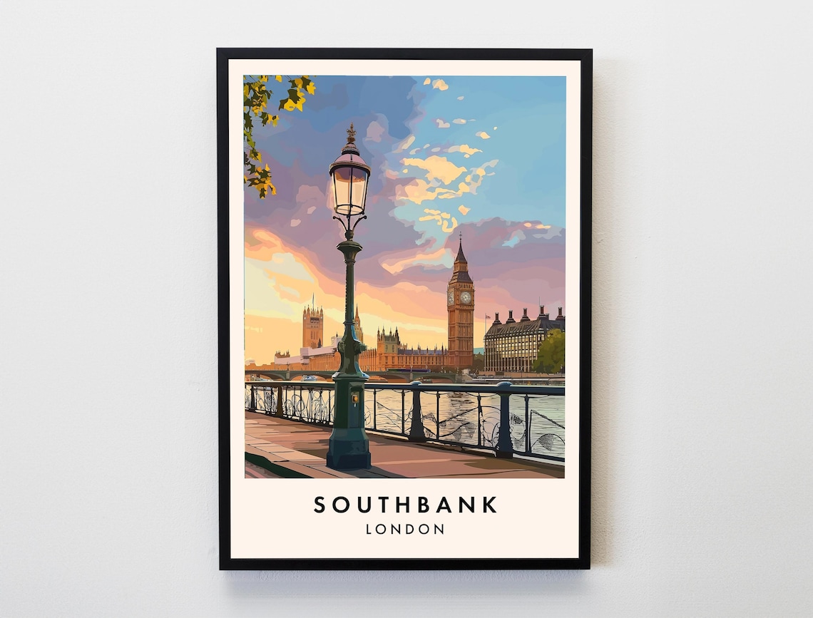 South Bank Travel Poster, London Lovers Decor