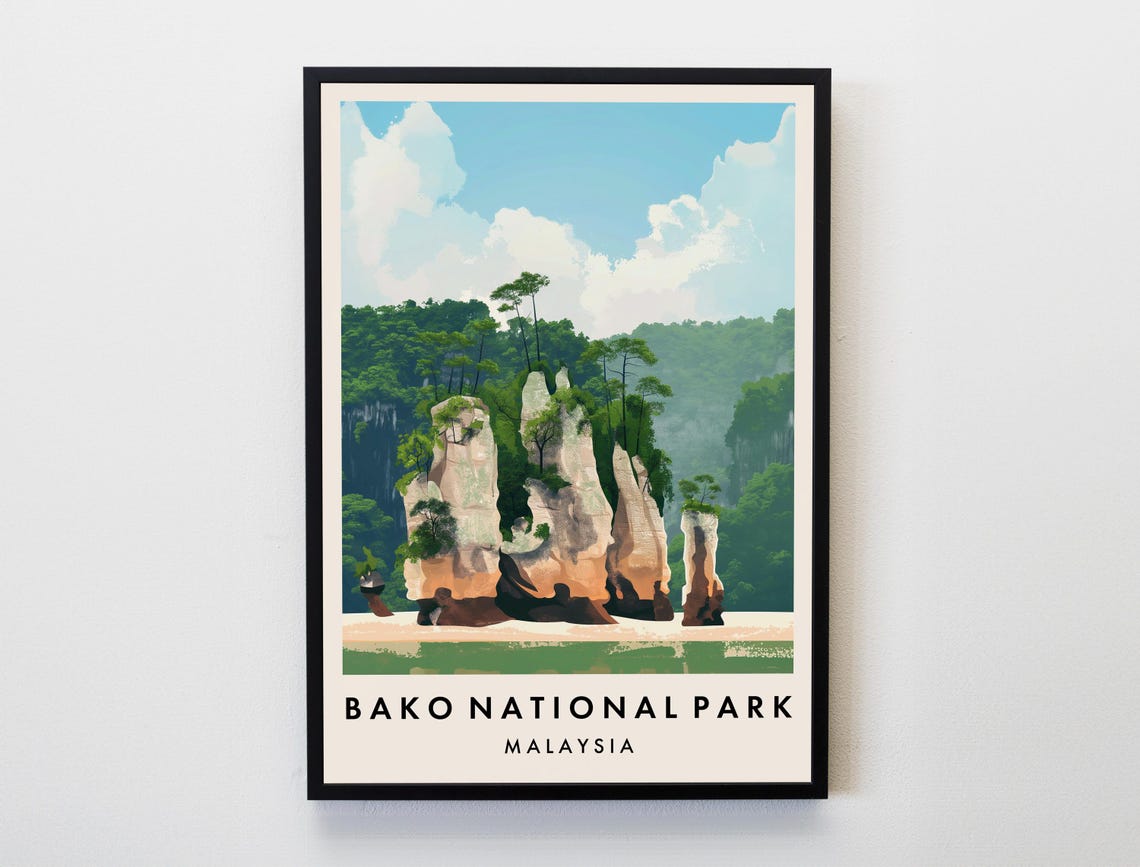 Bako National Park Malaysia Sea Stack Cliffs Tropical Jungle Poster