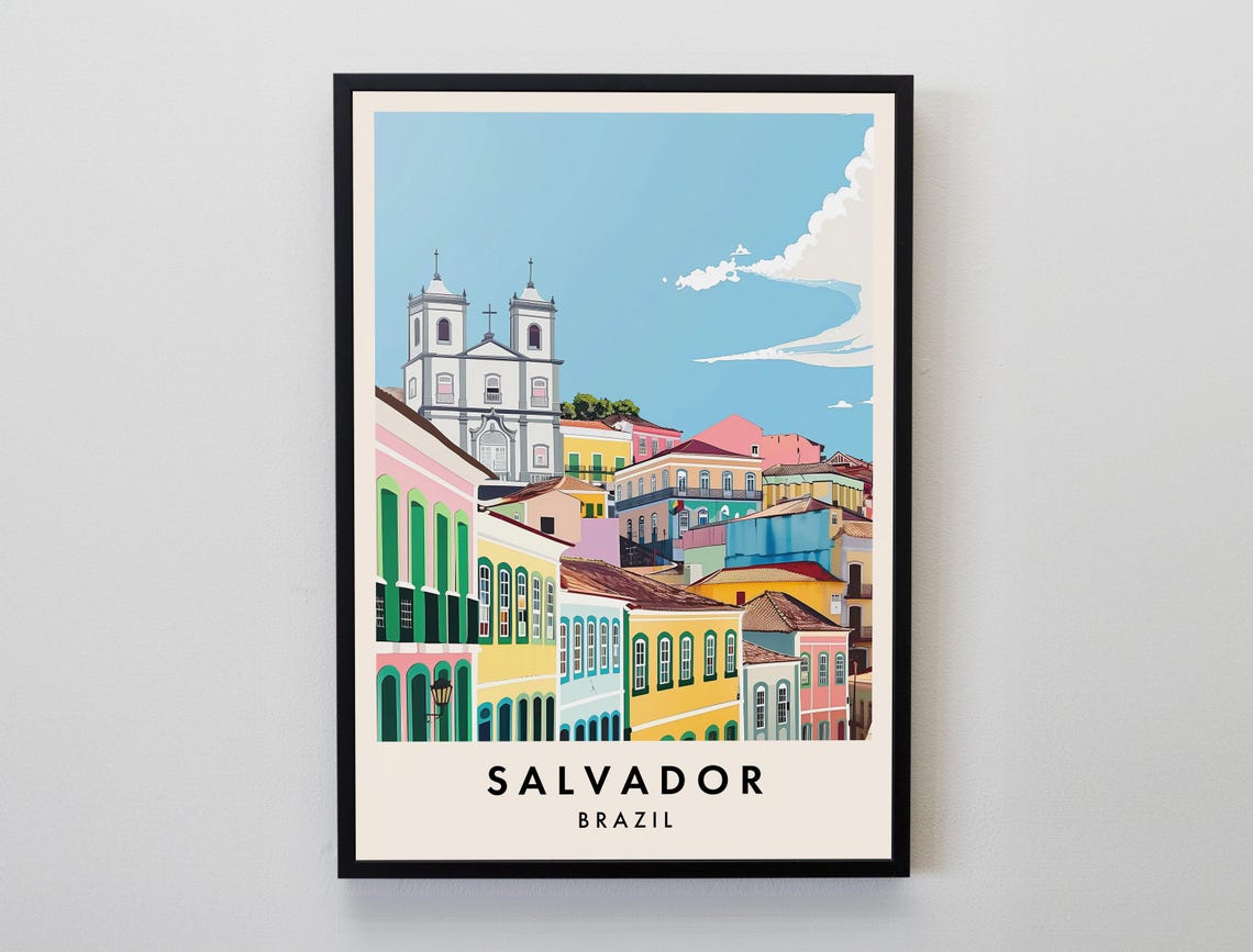 Salvador Travel Print Wall Art Salvador Brazil Gift Brazil Print South America Travel Print Travel Lovers Gift Wall Art