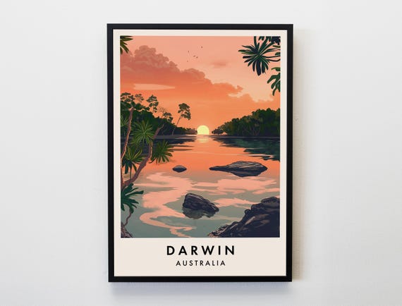 Darwin Travel Print Wall Art Poster Australia Lovers Home Decor City Gift
