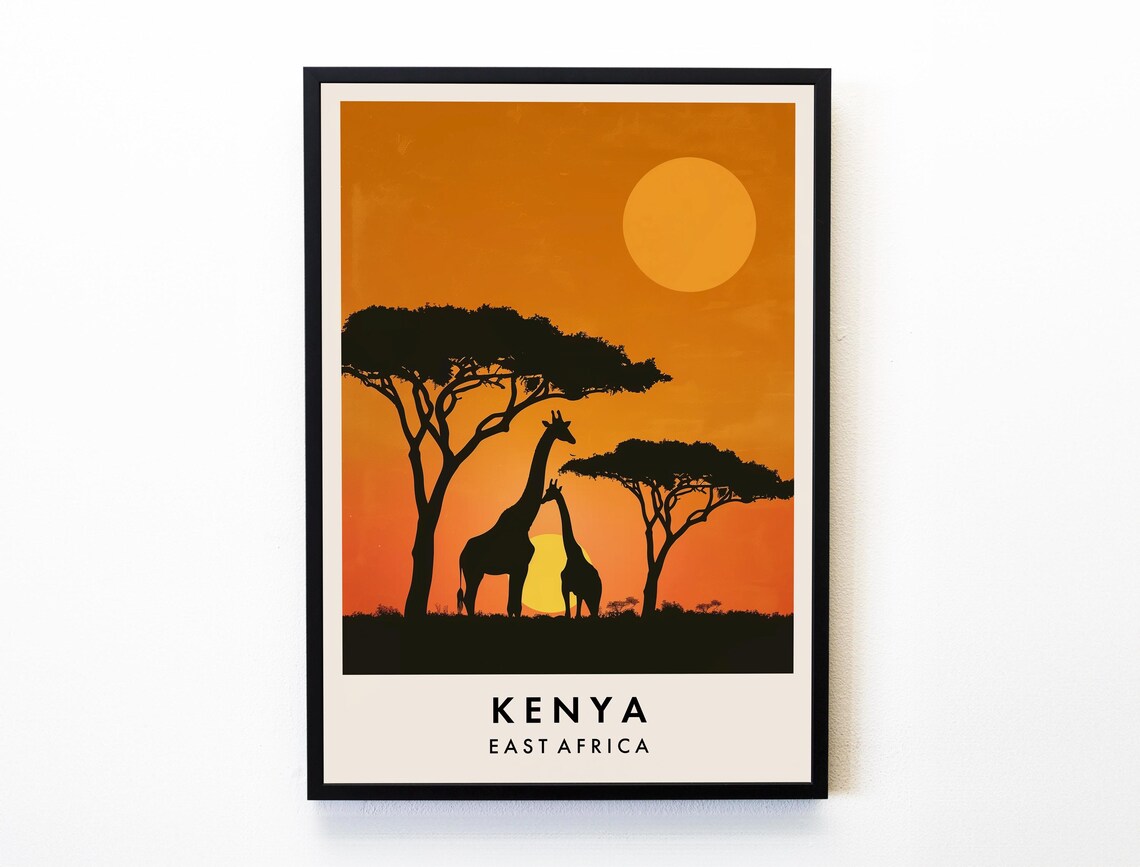 Kenya Travel Poster, Africa Travel Art Print