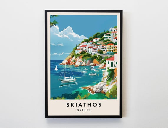 Skiathos Travel Poster, Greek Island Art Print