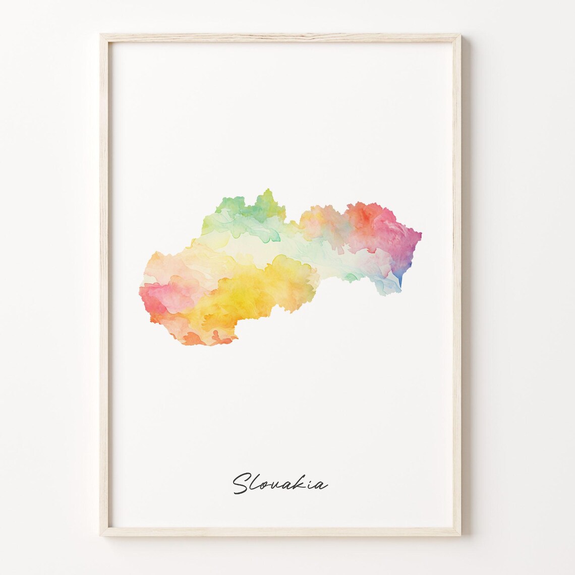 Slovakia Country Watercolor Map Colorful Minimalist Travel Art Poster