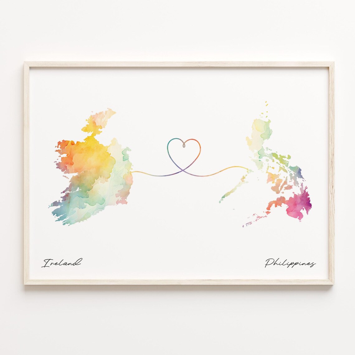 Ireland To Philippines Watercolor Map Travel Poster