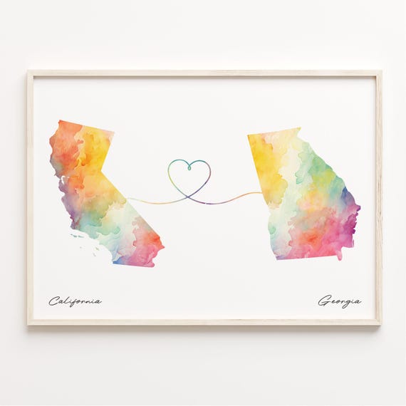 Georgia Watercolor Map Poster, Travel Wall Art