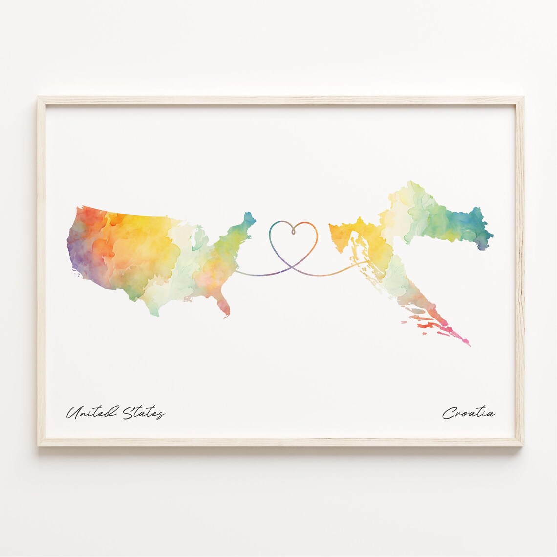 Croatia Watercolor Map Art Print, Travel Poster