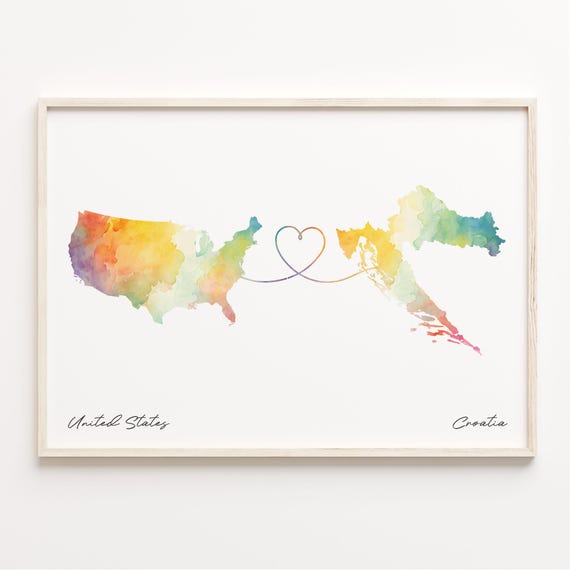 Croatia Watercolor Map Art Print, Travel Poster