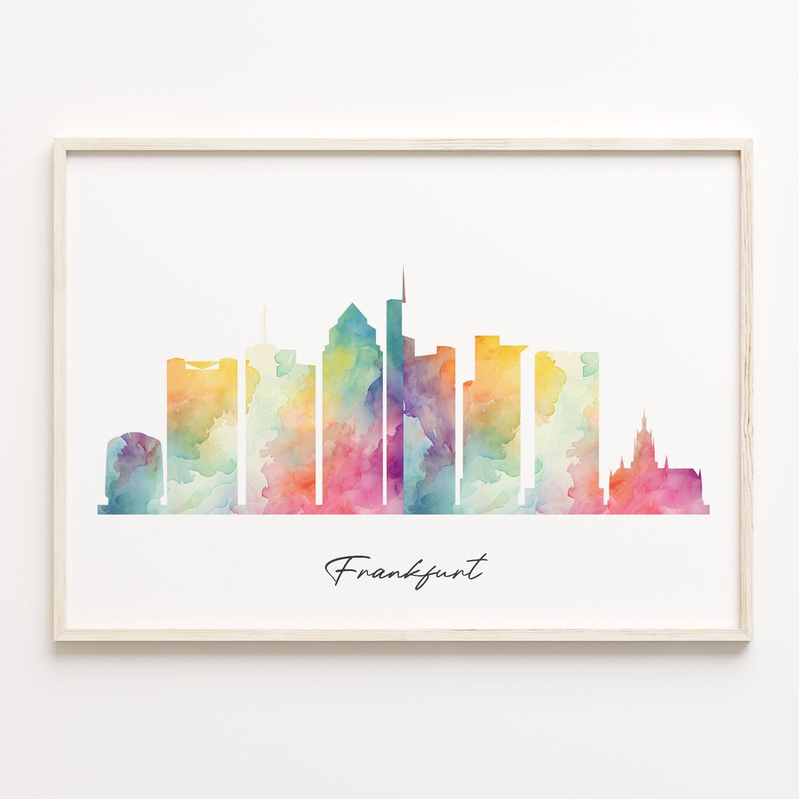 Frankfurt Watercolor Skyline Cityscape Germany Travel Poster