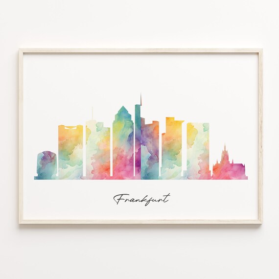 Frankfurt Watercolor Skyline Cityscape Germany Travel Poster