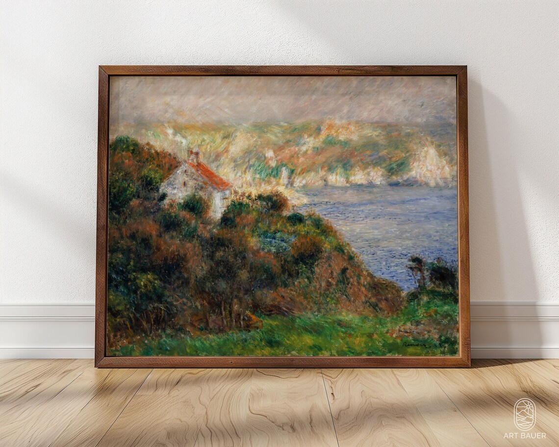 Renoir Fog On Guernsey White House Red Roof Misty Cliff Sea Print