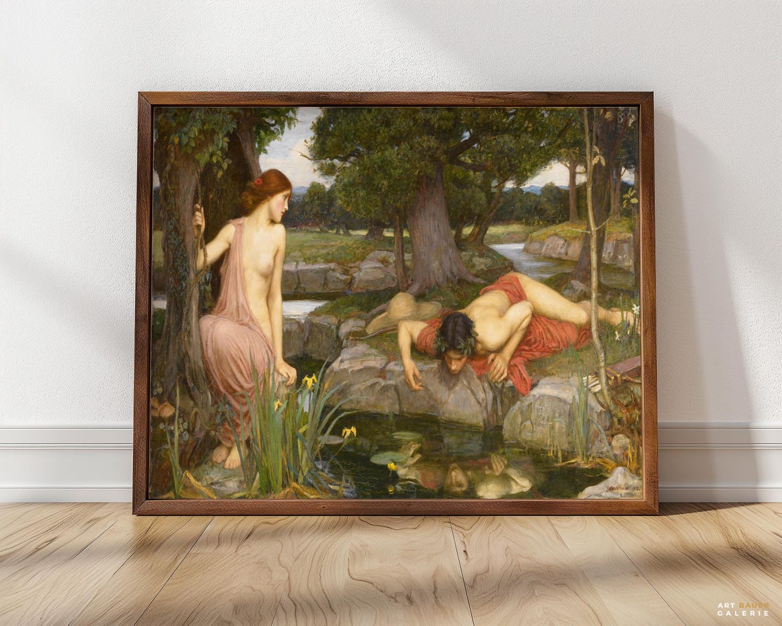John Waterhouse Echo And Narcissus 1903 Mythology Poolside Art Poster - Image 5