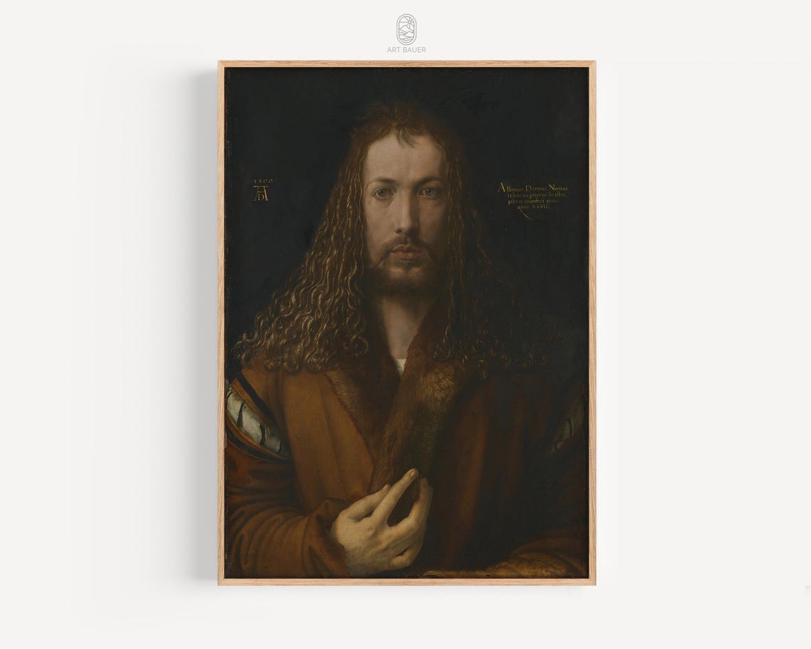 Albrecht Durer Self Portrait 1500 Golden Curls Renaissance Art Poster
