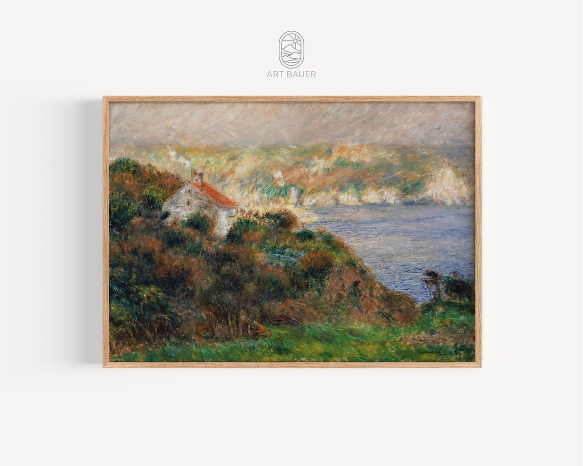 Fog On Guernsey Auguste Renoir Vintage Oil Painting Coastal Art Print Bathroom Decor Foggy Landscape 1883 Poster Print