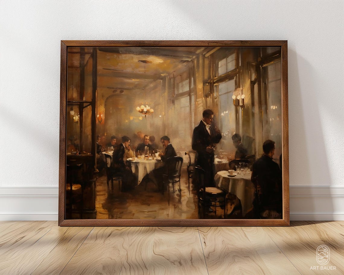 Classic Vienna Coffee House Interior Impressionist Warm Light Poster - Image 3