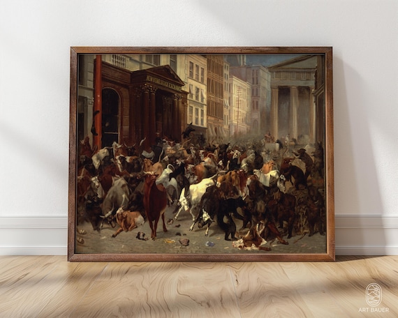 William Beard Bulls And Bears In The Market Wall Street Battle Scene Print