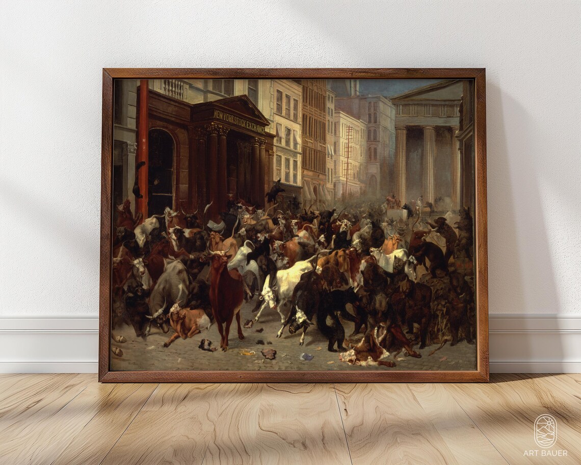 William Beard Bulls And Bears In The Market Wall Street Battle Scene Print