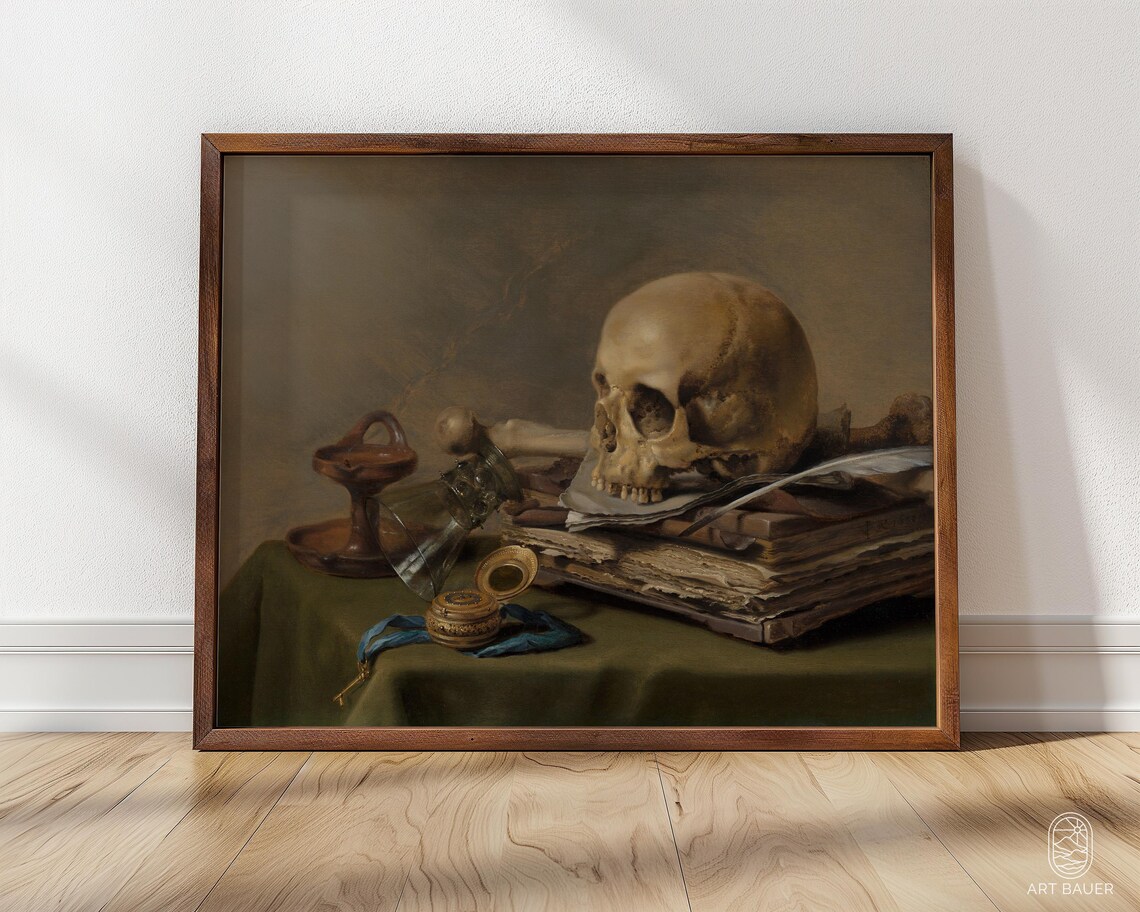 Pieter Claesz 1630 Vanitas Still Life Skull Books Dutch Master Art Print
