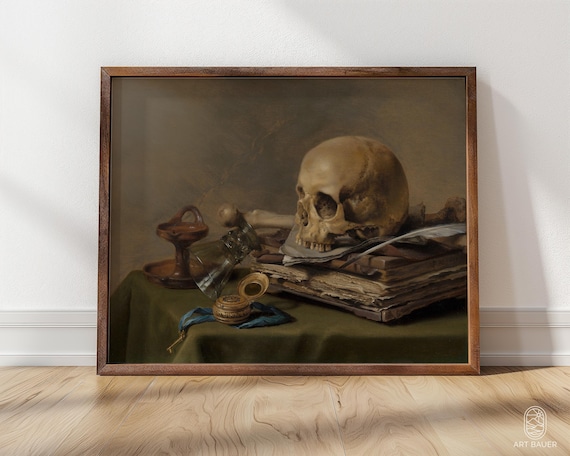 Pieter Claesz 1630 Vanitas Still Life Skull Books Dutch Master Art Print