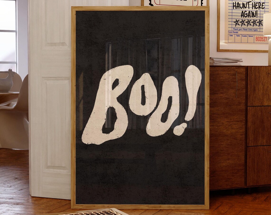 Boo Halloween Poster, Trendy Halloween Wall Decor