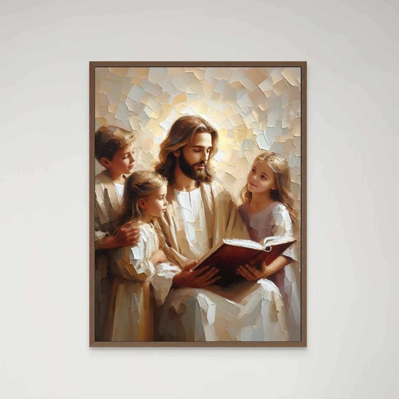 Lessons With Jesus Modern Christian Art Jesus Painting Jesus Art Lds Art Bible Verse Wall Art Jesus With Children Jesus And Kids Art