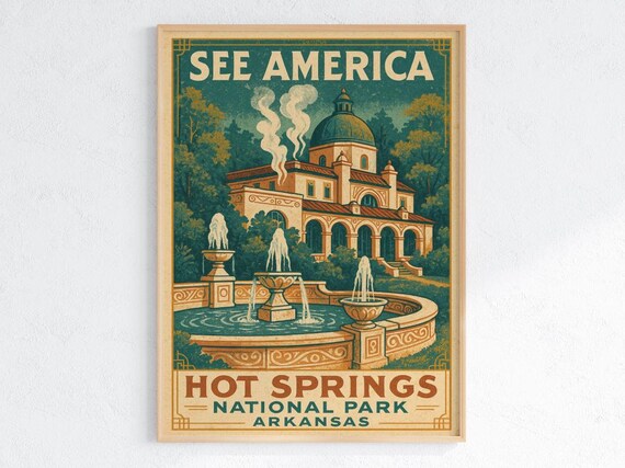 See America Hot Springs National Park Arkansas Vintage Travel Poster