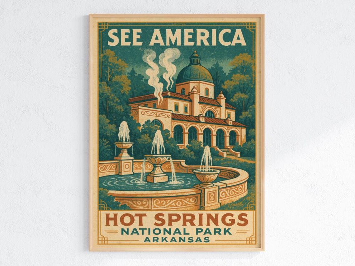 See America Hot Springs National Park Arkansas Vintage Travel Poster
