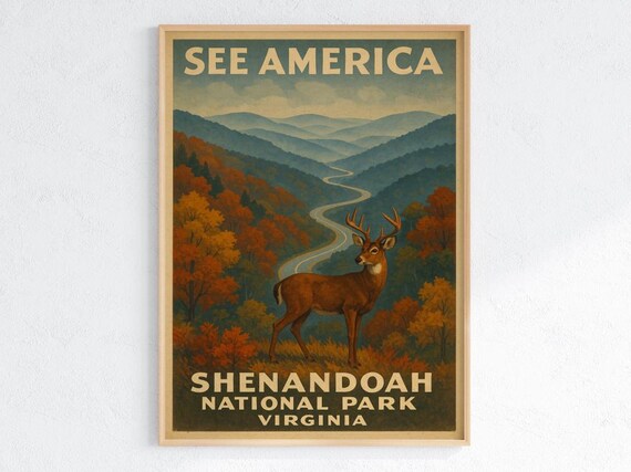Shenandoah National Park Vintage WPA Style Blue Ridge Poster