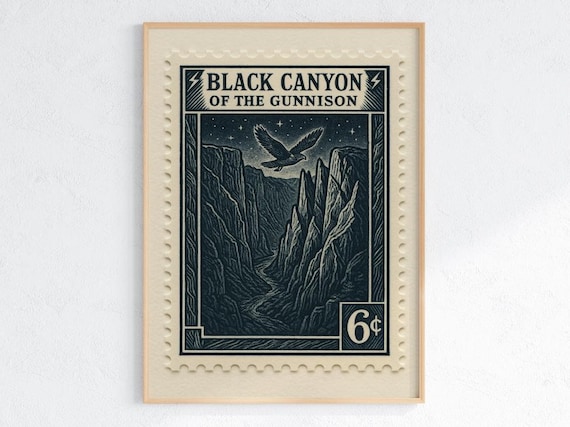 Black Canyon of the Gunnison Colorado Vintage Postage Stamp Art Print