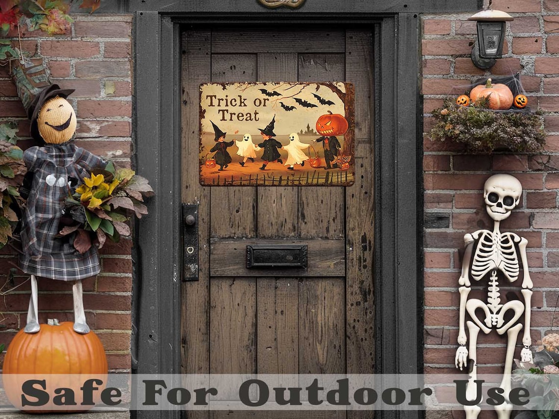 Rustic Halloween Metal Sign, Antique Distressed Decor - Image 2