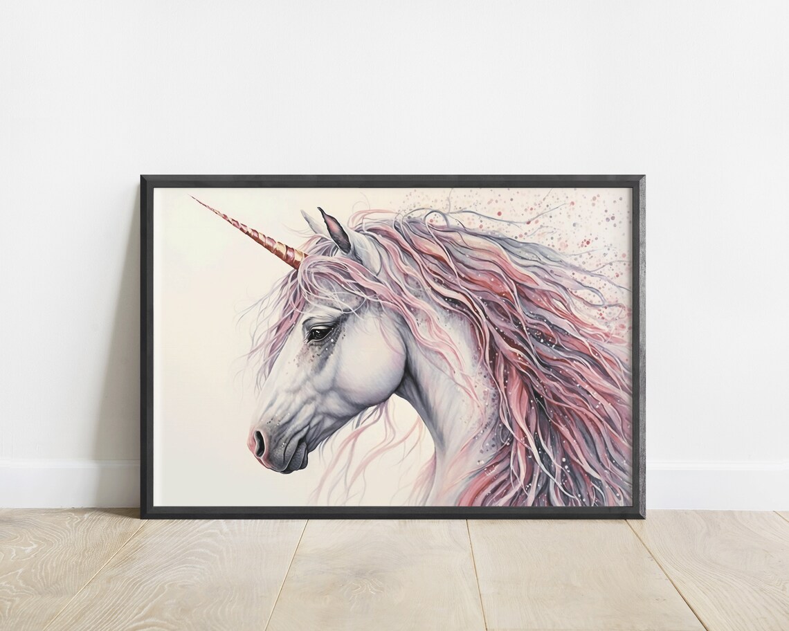 Unicorn Watercolor Poster for Girls Bedroom Nursery - Image 3