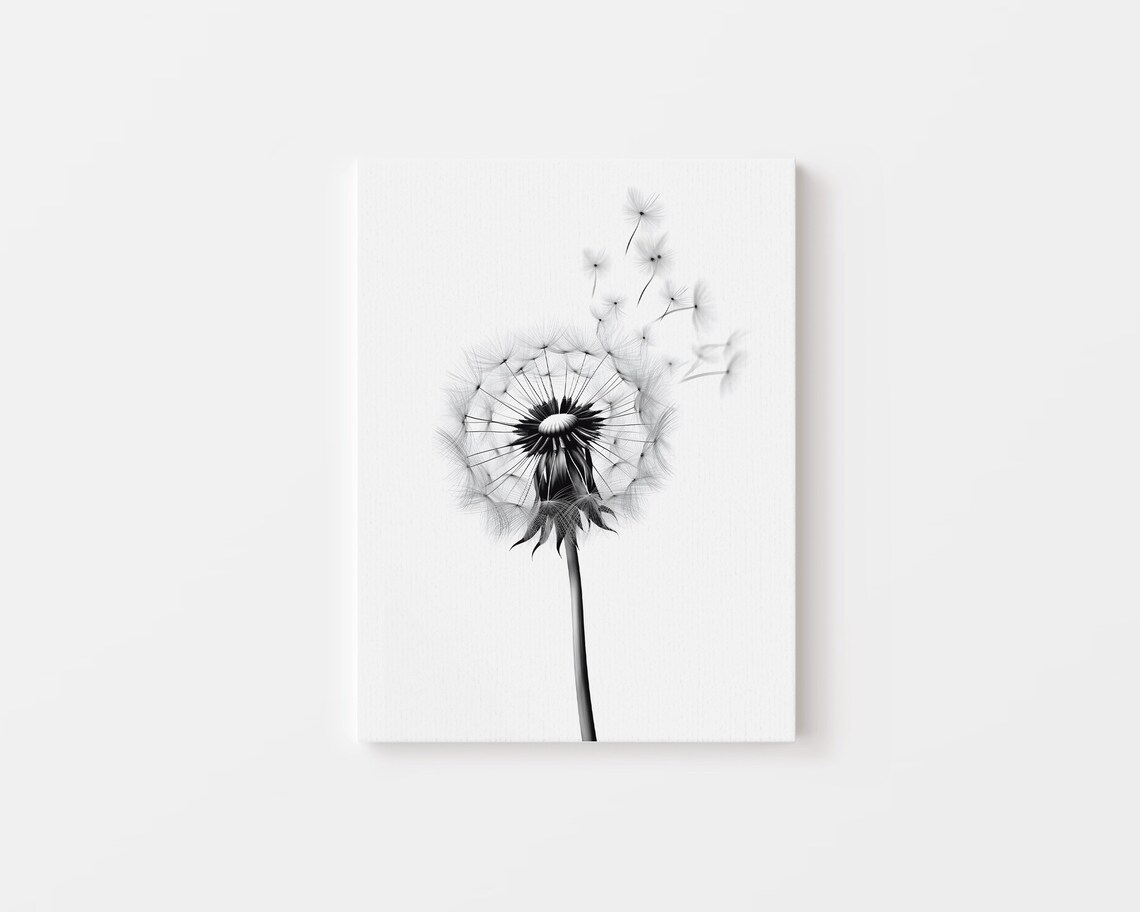 Dandelion Minimalist Black and White Art Print - Image 4